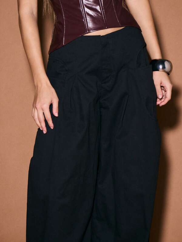 Missguided KIZN Wide Leg Palazzo Pants High Waisted Draped Trousers Formal Evening Wear Flowy Pants