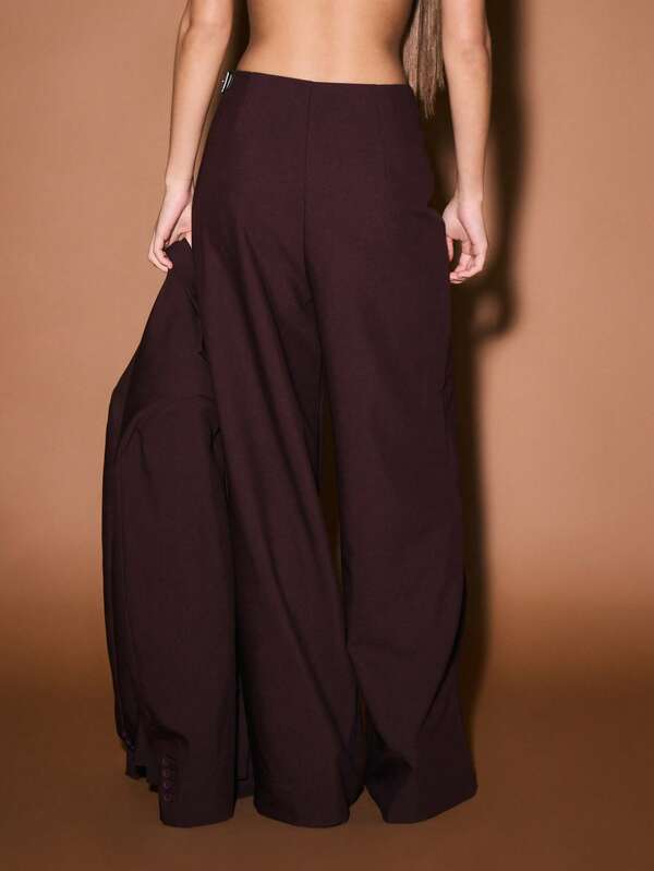 Missguided KIZN Wrap Style Wide Leg Palazzo Pants High Waisted Formal Trousers Office Professional Work Wear