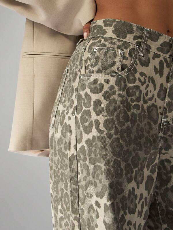 Missguided MISSGUIDED Abstract Print Wide Leg Cargo Pants With Pockets