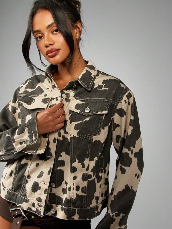 Missguided MISSGUIDED Acid Wash Denim Trucker Jacket With Button Front Closure
