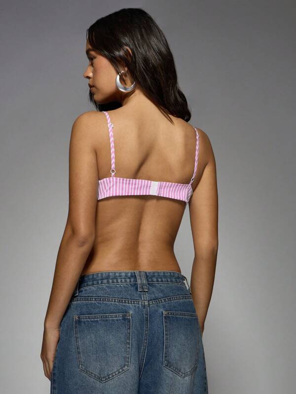 Missguided MISSGUIDED Adjustable Padded Striped Bralette Top