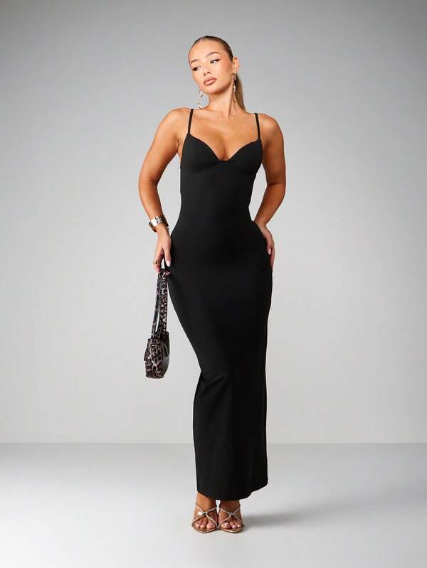 missguided MISSGUIDED Angled Bust Bodycon Midaxi Dress