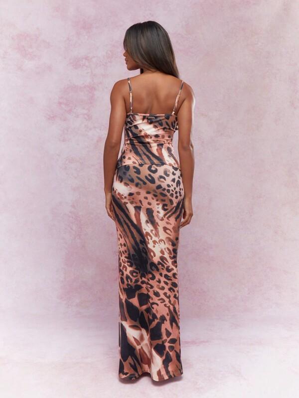 Missguided MISSGUIDED Animal Print Cami Top And Bodycon Maxi Skirt Co-Ord Set