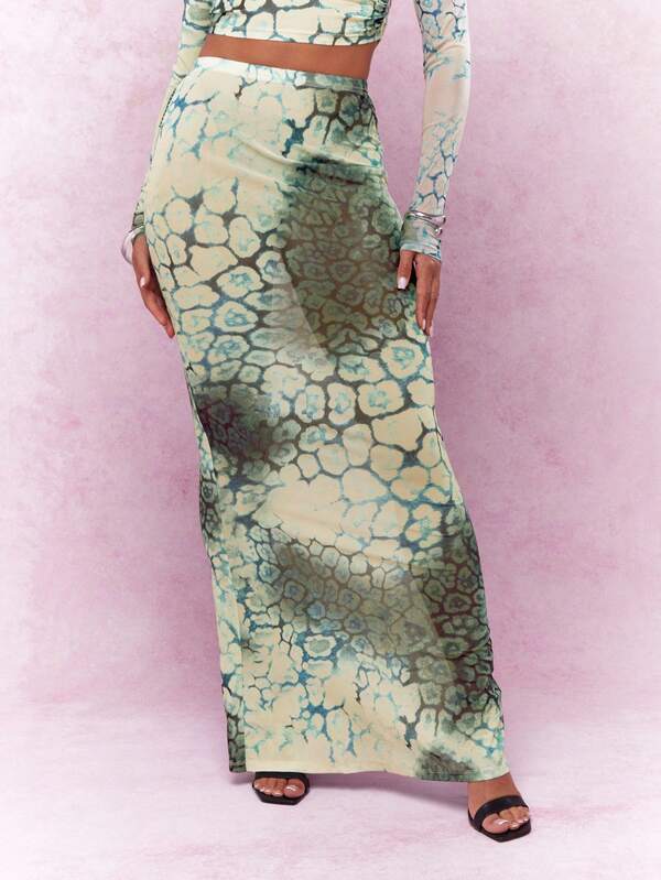 Missguided MISSGUIDED Animal Print Ruched Crop Top And Maxi Skirt Co-Ord Set