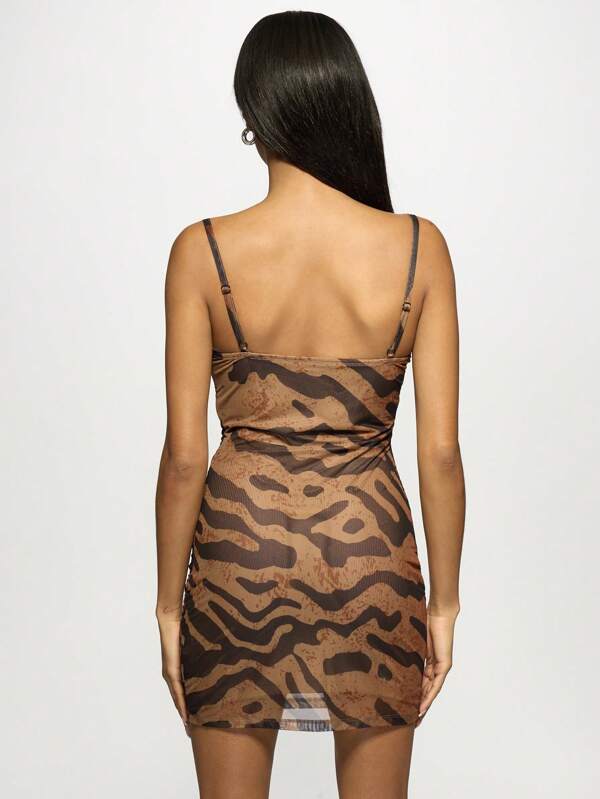 Missguided MISSGUIDED Animal Print Spaghetti Strap Sleeveless Stretch Mini Bodycon Dress