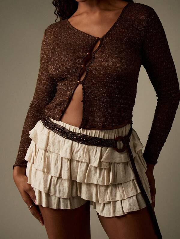Missguided MISSGUIDED Asymmetric Button Front Knit Cardigan With Cropped Length