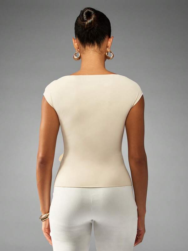 Missguided MISSGUIDED Asymmetric Cap Sleeve Top With Side Tie Detail