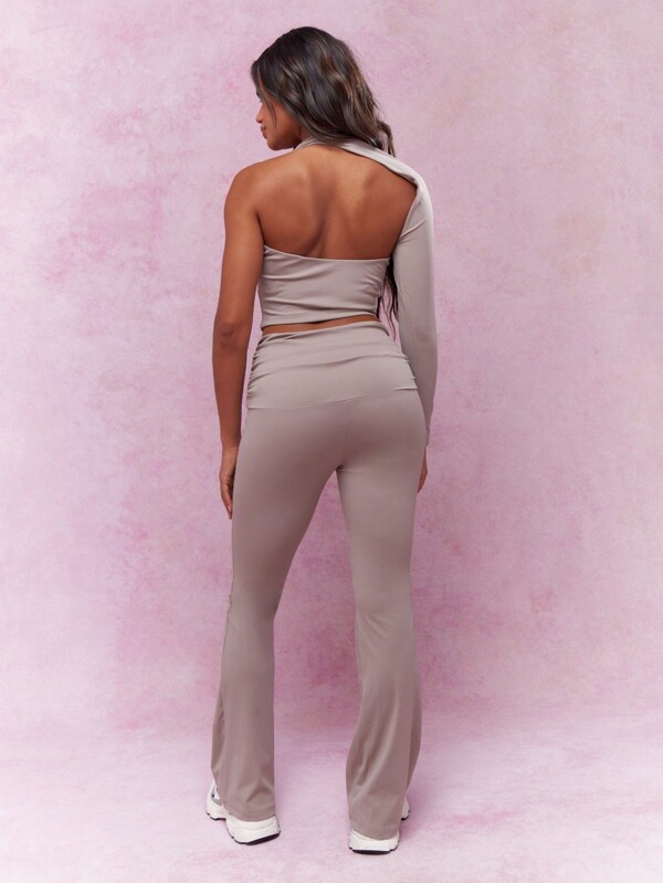 Missguided MISSGUIDED Asymmetric Crop Top And Flare Pants Set