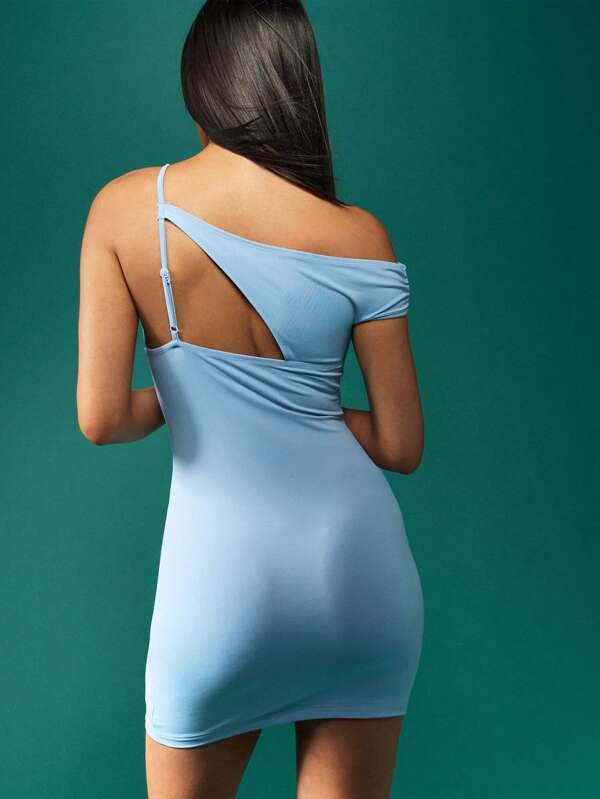 Missguided MISSGUIDED Asymmetric Cut-Out One-Shoulder Bodycon Mini Dress