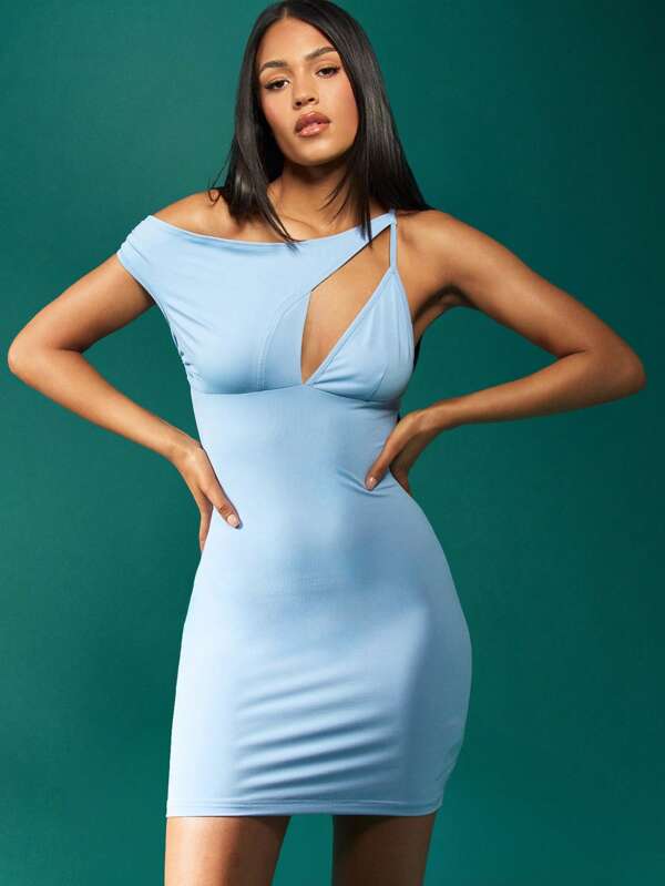 missguided MISSGUIDED Asymmetric Cut-Out One-Shoulder Bodycon Mini Dress