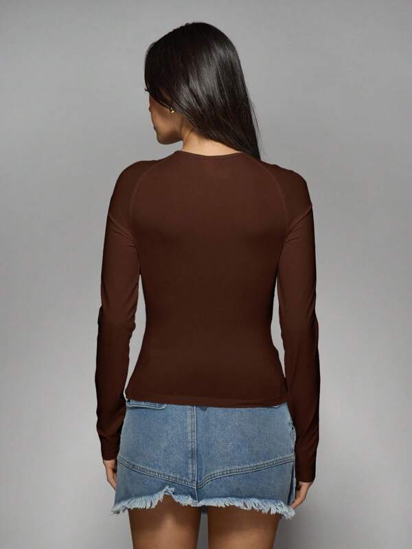 Missguided MISSGUIDED Asymmetric Draped Long Sleeve Crop Top With Side Ruching