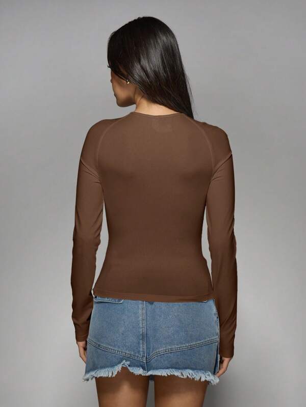 Missguided MISSGUIDED Asymmetric Draped Long Sleeve Crop Top Women Tops