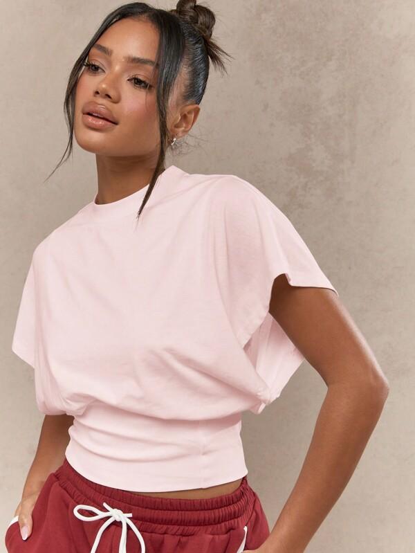 Missguided MISSGUIDED Asymmetric Draped T-Shirt Crop Top