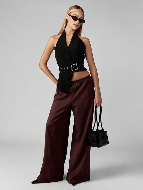 Missguided MISSGUIDED Asymmetric Halter Belted Waistcoat