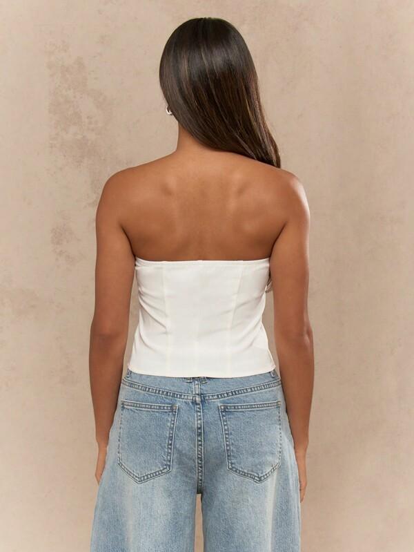 Missguided MISSGUIDED Asymmetric Hem Buttoned Boned Halter Neck Corset Top Butterfly Style Top
