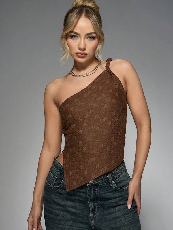 Missguided MISSGUIDED Asymmetric One Shoulder Top With Knotted Strap