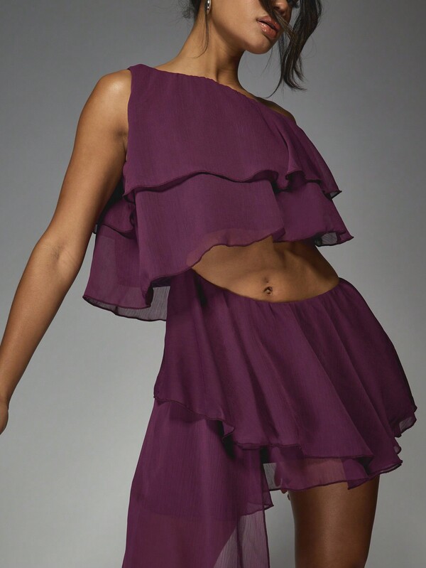 Missguided MISSGUIDED Asymmetric Ruffle Mini Dress With Layered Details