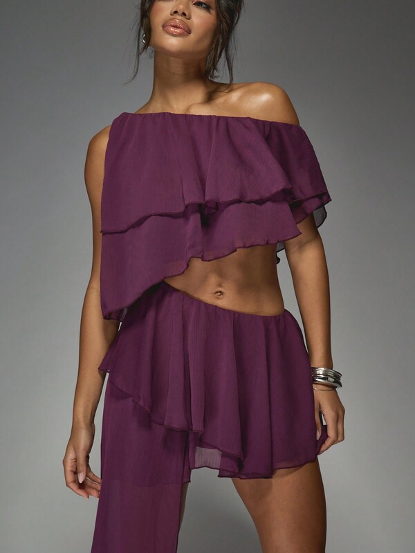 Missguided MISSGUIDED Asymmetric Ruffle Mini Dress With Layered Details