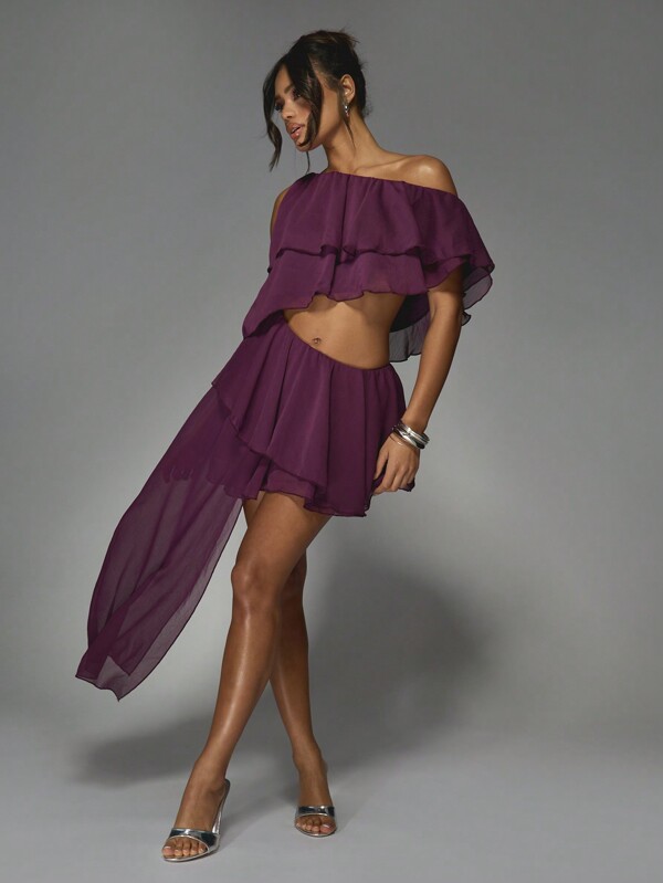 missguided MISSGUIDED Asymmetric Ruffle Mini Dress With Layered Details