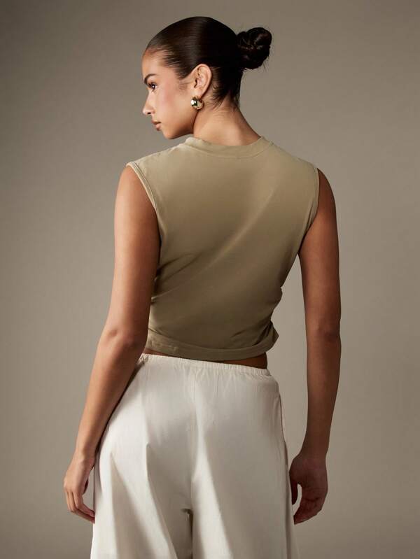 Missguided MISSGUIDED Asymmetric Wrap Front Tank Top With Ruched Detail