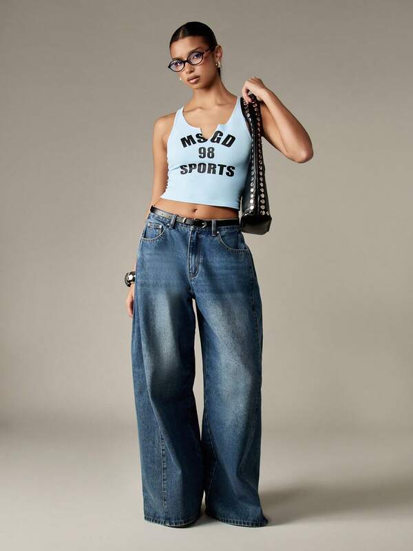 Missguided MISSGUIDED Athletic Crop Tank Top With Varsity Print