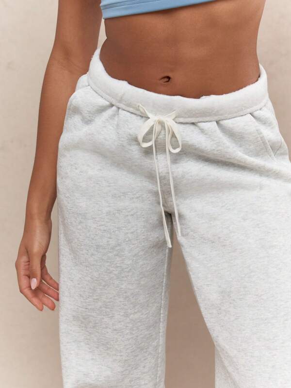 Missguided MISSGUIDED Athletic Jogger Wide Leg Fleece Sweatpants With Side Pockets