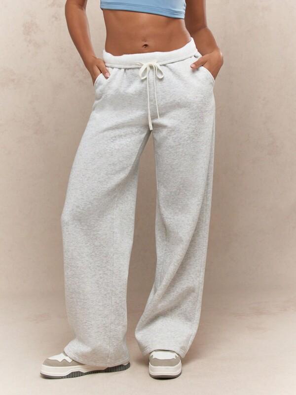 missguided MISSGUIDED Athletic Jogger Wide Leg Fleece Sweatpants With Side Pockets