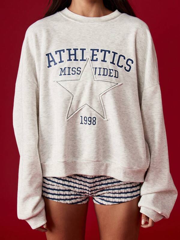Missguided MISSGUIDED Athletics Star Print Crew Neck Sweatshirt