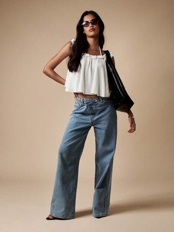Missguided MISSGUIDED Babydoll Tank Flared Fit Linen Feel Top