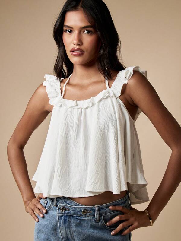 missguided MISSGUIDED Babydoll Tank Flared Fit Linen Feel Top