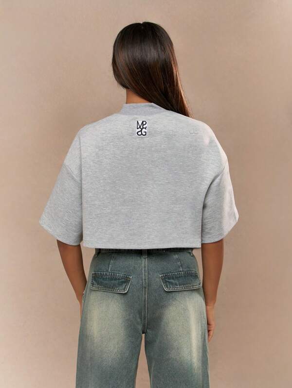 Missguided MISSGUIDED Back Logo Detail Crop Oversized T-Shirt