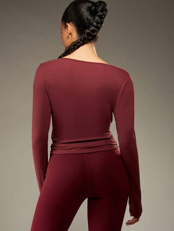 Missguided MISSGUIDED Ballet Style Wrap Top With Side Tie Detail