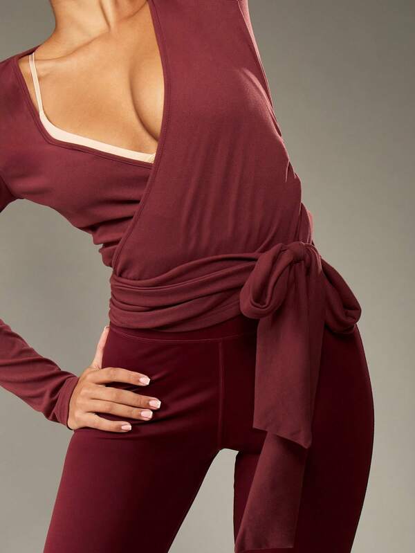 Missguided MISSGUIDED Ballet Style Wrap Top With Side Tie Detail