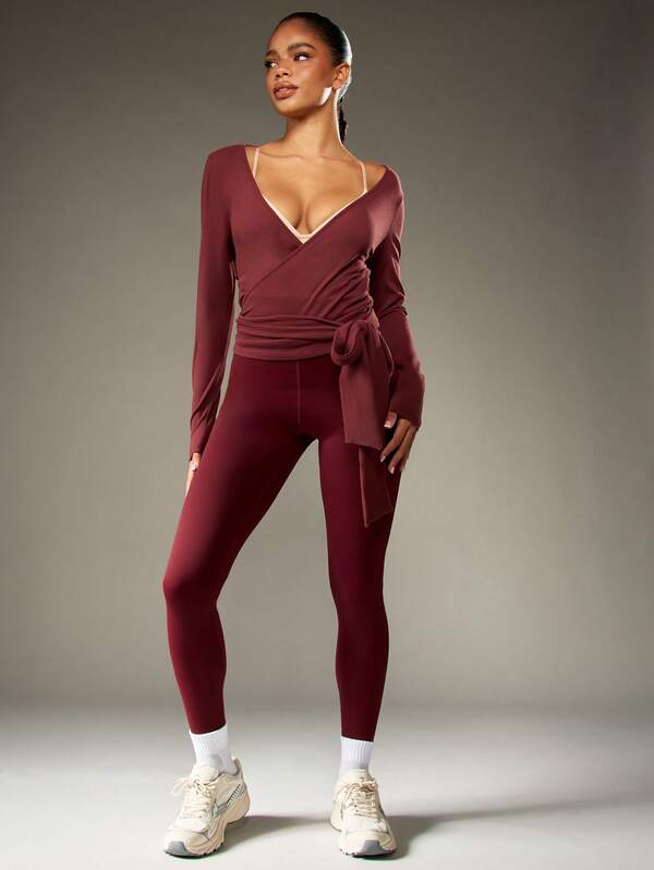 Missguided MISSGUIDED Ballet Style Wrap Top With Side Tie Detail