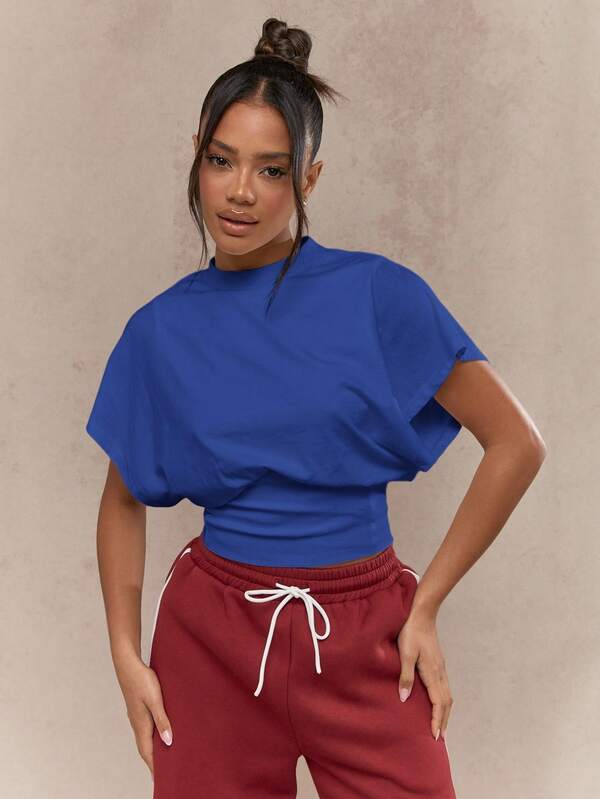 missguided MISSGUIDED Balloon Sleeve Crop Top With Cinched Waist