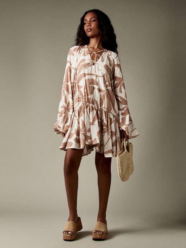 Missguided MISSGUIDED Balloon Sleeve Floral Print Mini Dress