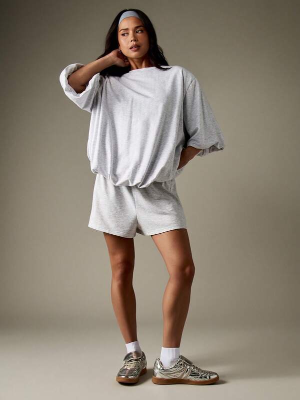 Missguided MISSGUIDED Balloon Sleeve T-Shirt With Elastic Hem