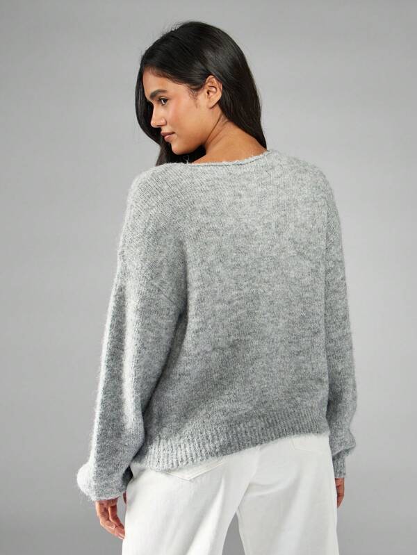 Missguided MISSGUIDED Balloon Sleeve Tie Front Fuzzy Cardigan With Wrap Design