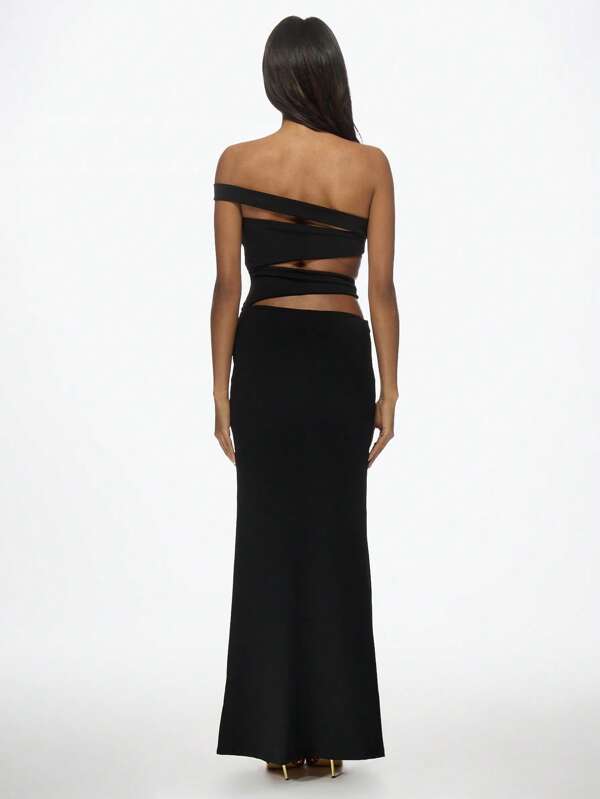 Missguided MISSGUIDED Bandeau Cut-Out Fitted Sleeveless Maxi Dress