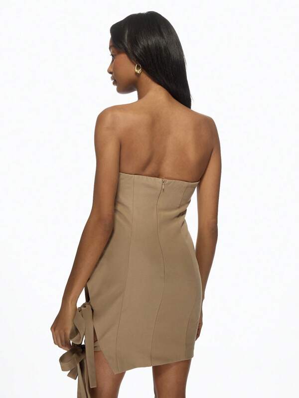 Missguided MISSGUIDED Bandeau Strapless Mini Dress With Side Bow Detail