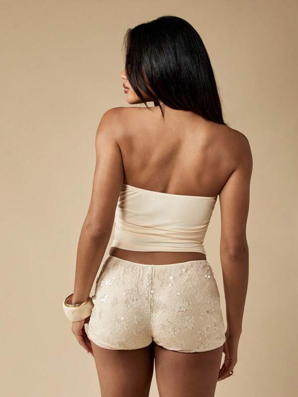 Missguided MISSGUIDED Bandeau Strapless Ruched Bodycon Crop Top