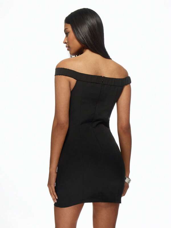 Missguided MISSGUIDED Bardot Double Strap Bodycon Mini Dress Is A Women Short Dresses