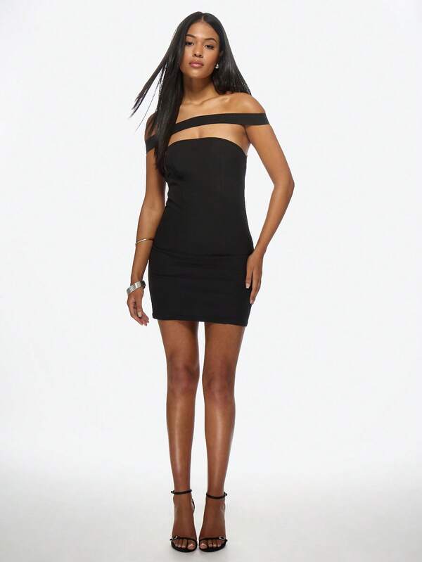 Missguided MISSGUIDED Bardot Double Strap Bodycon Mini Dress Is A Women Short Dresses