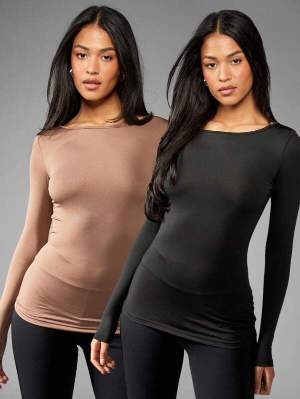 missguided MISSGUIDED Basic Crew Neck Seamless Long Sleeve T-Shirt