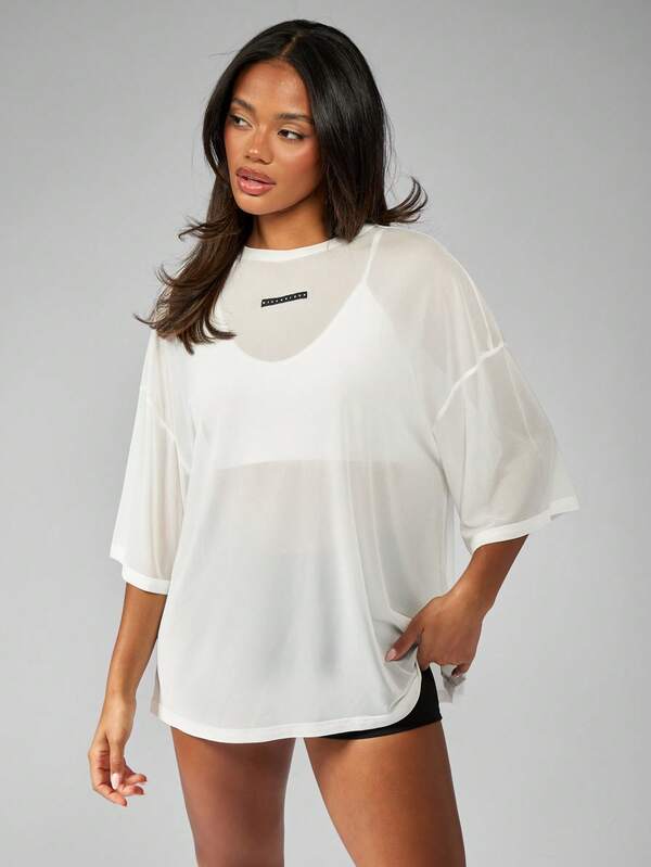 Missguided MISSGUIDED Basic Essential Oversized Sheer T-Shirt
