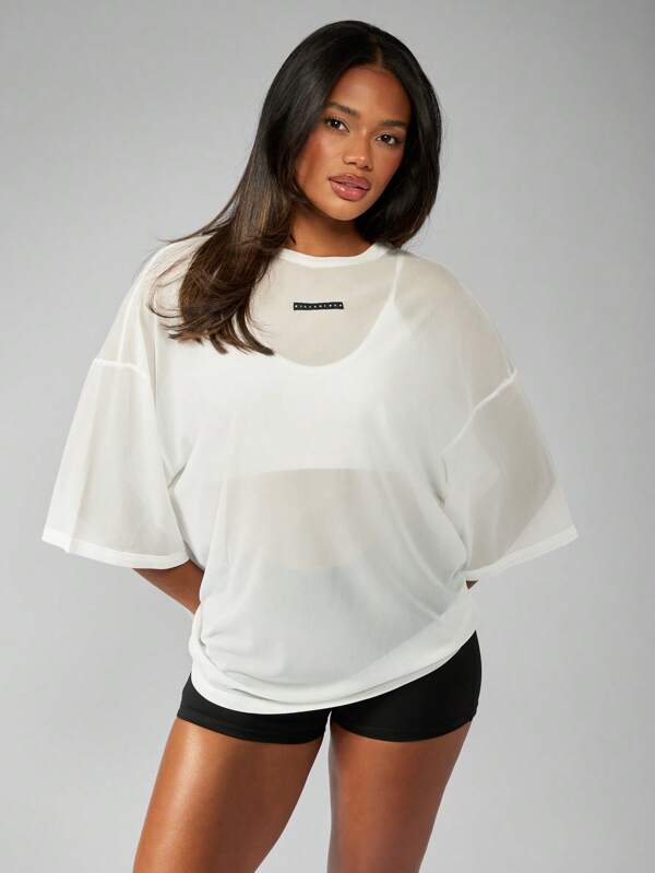 missguided MISSGUIDED Basic Essential Oversized Sheer T-Shirt