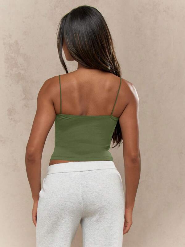 Missguided MISSGUIDED Basic Essential Thin Strap Square Neck Tank Top