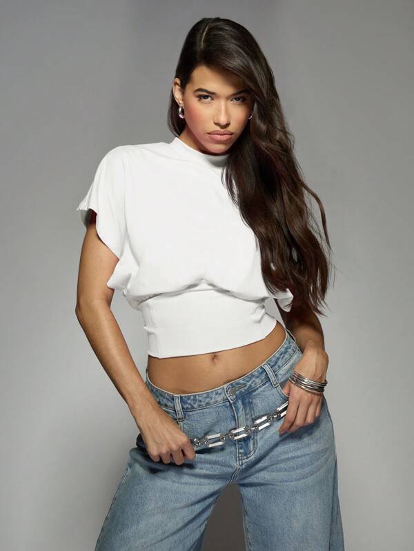missguided MISSGUIDED Basic Modern Short Sleeve Crop T-Shirt