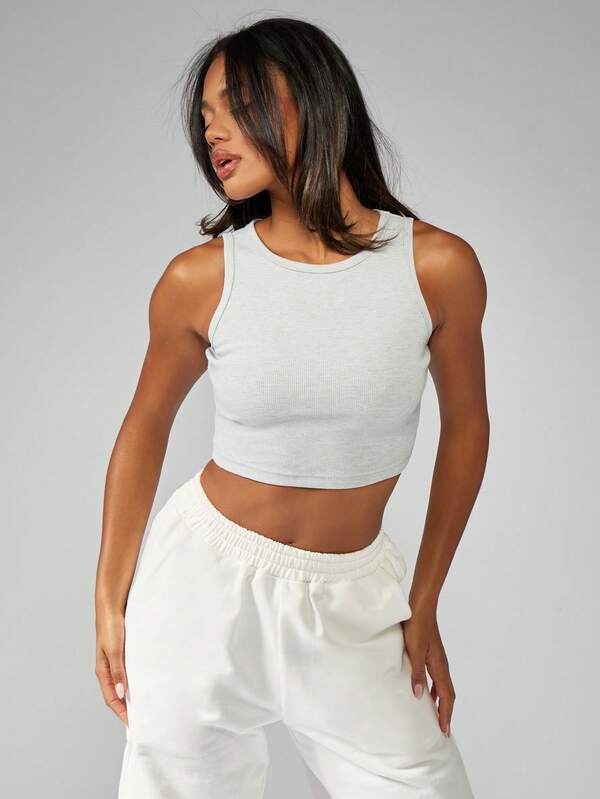 Missguided MISSGUIDED Basic Ribbed Crop Sleeveless Women Tank Top