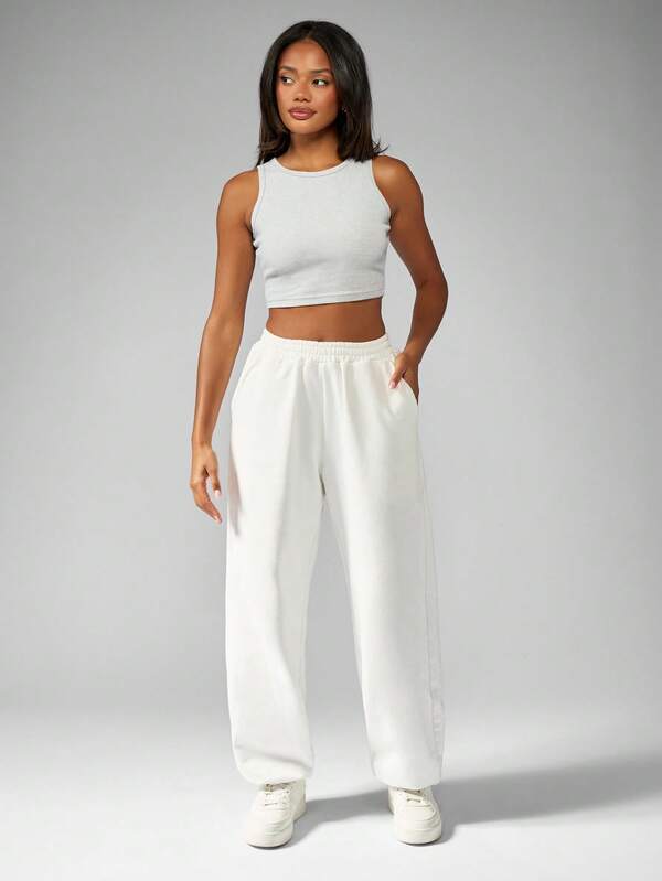 Missguided MISSGUIDED Basic Ribbed Crop Sleeveless Women Tank Top